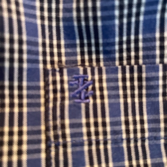 IZOD men’s slim fit blue /black/ white stripe button down size large - Picture 4 of 5